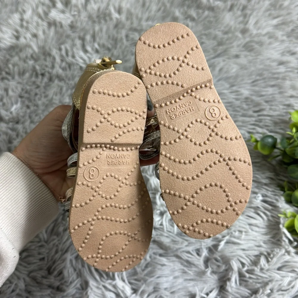 Harper canyon girls gold and silver gladiator sandals toddler size 8